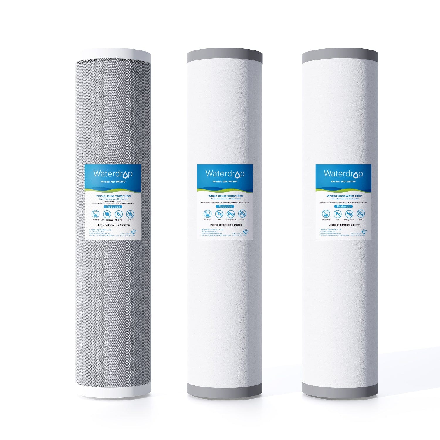 Waterdrop 3-Stage Whole House Water Filter System with Replacement Filters| Reduce Iron & Manganese