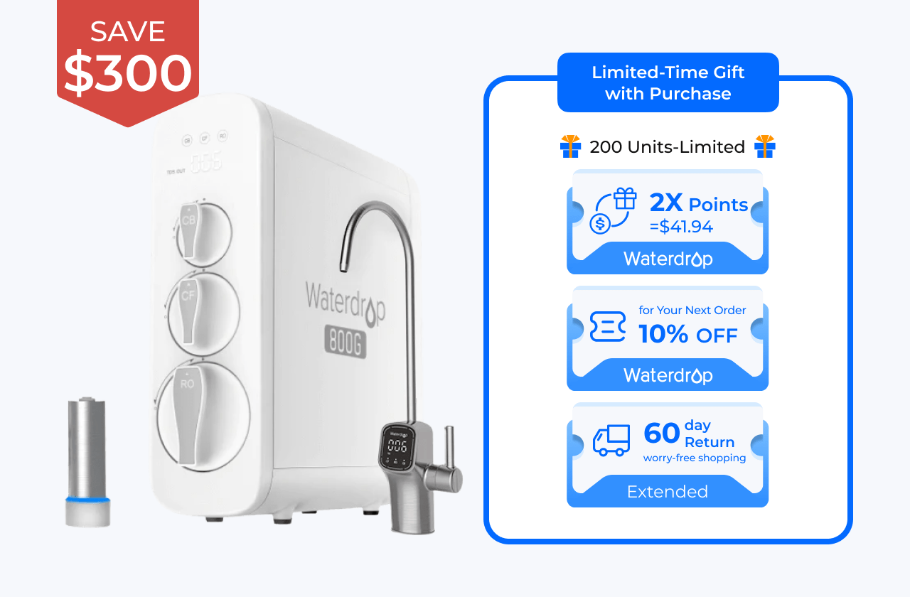 800 GPD Tankless RO System with UV Sterilizing Light - Waterdrop G3P800