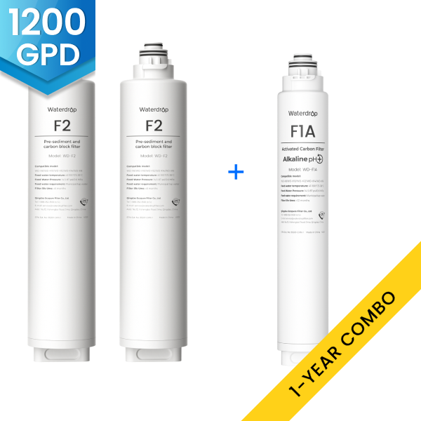 Waterdrop X12 RO System Replacement Filter Combo Set - 1200GPD