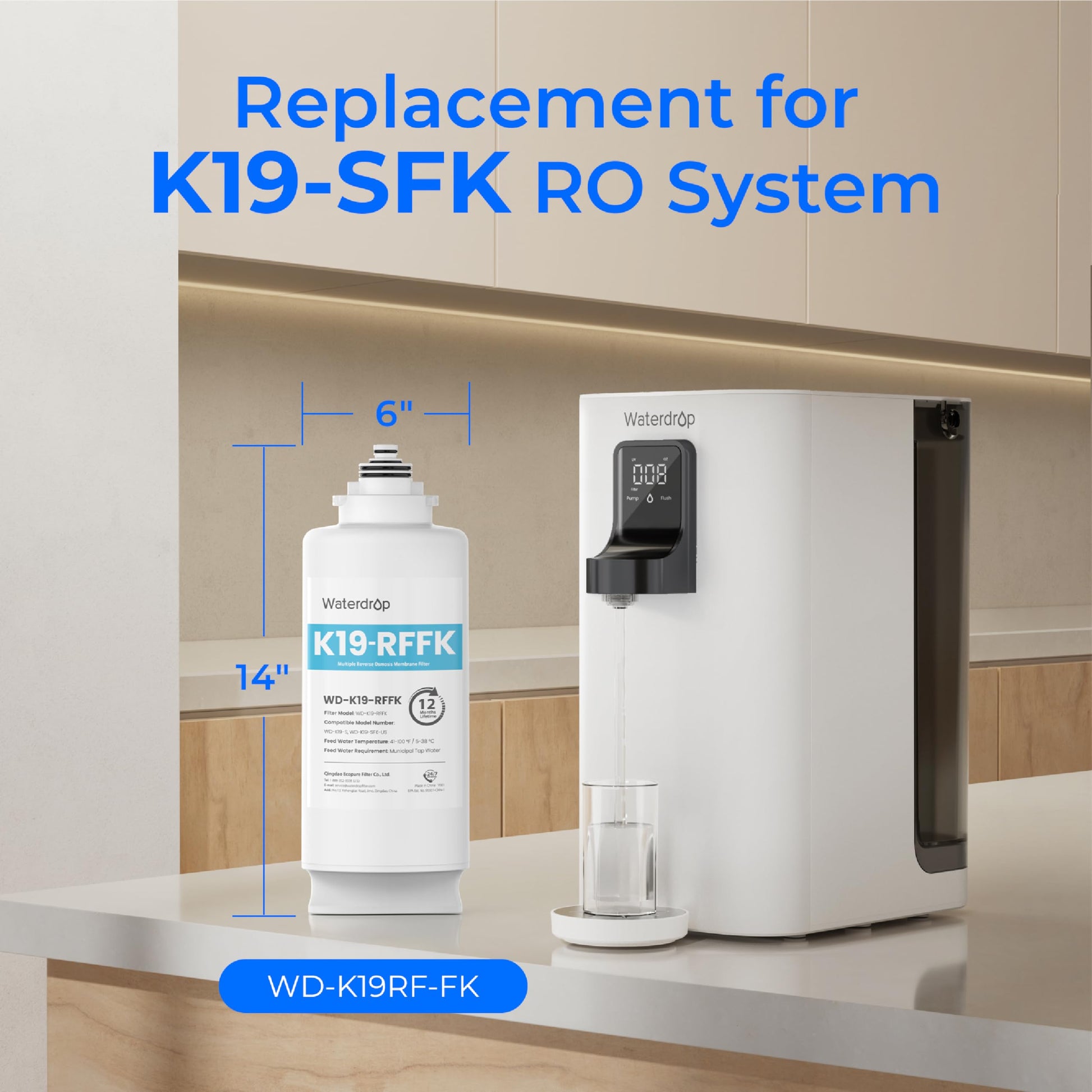 Remineralization Replacement Water Filter for Countertop RO System K19-SFK