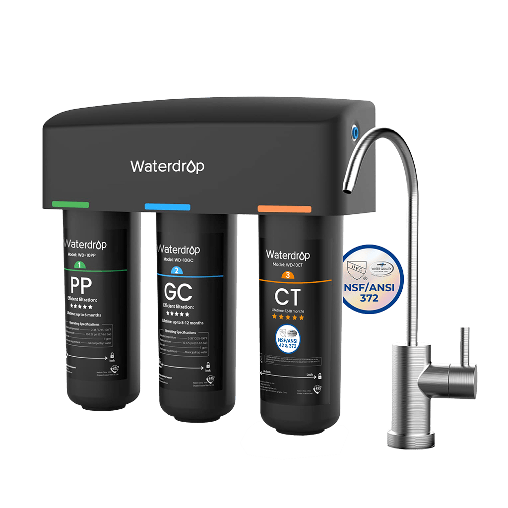 3-stage Under Counter Water Filter System with Dedicated Faucet Waterdrop TSB