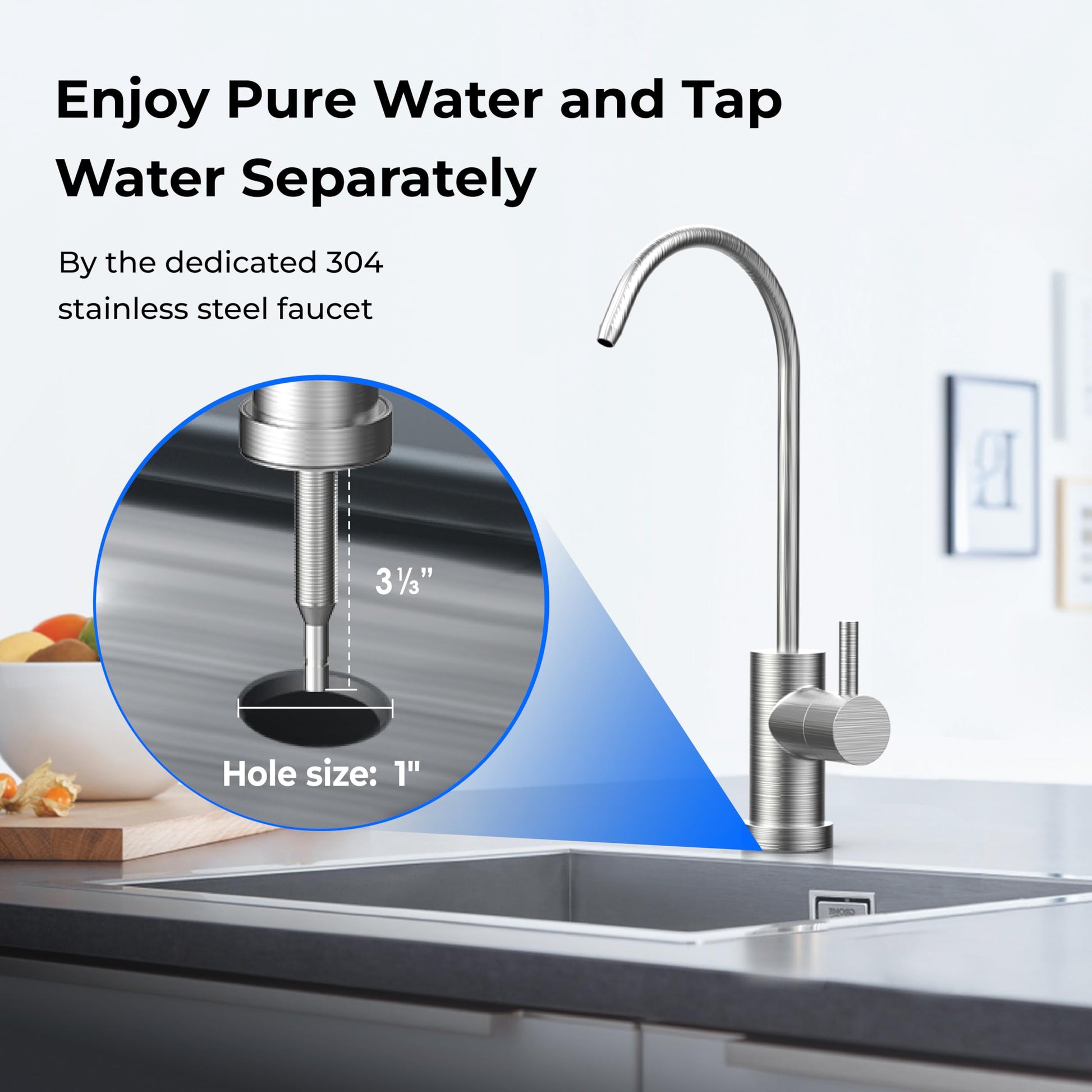 Waterdrop TST-UF 0.01μm Ultra-Filtration Under Sink Water Filter with Dedicated Faucet