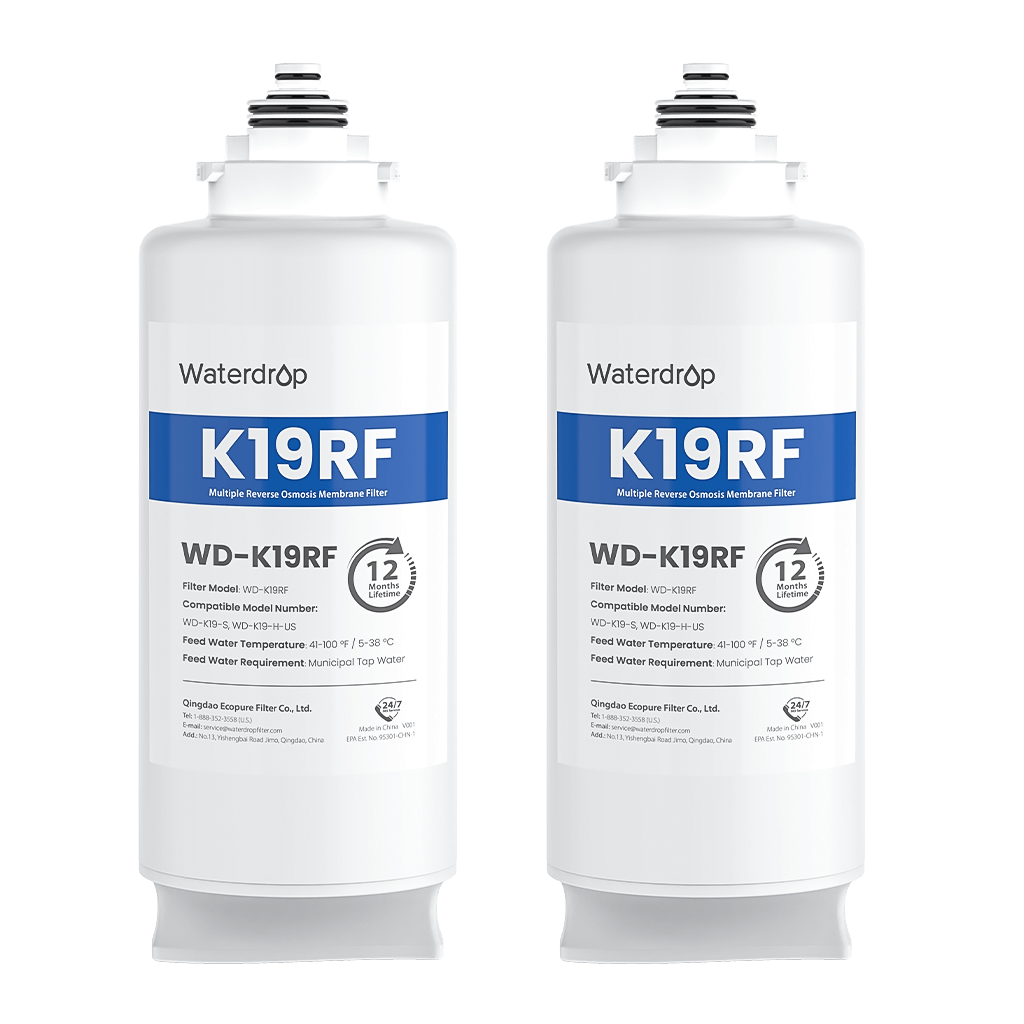 WD-K19RF Filter for Waterdrop K19-S & K19-H Reverse Osmosis System, 2-YEAR COMBO