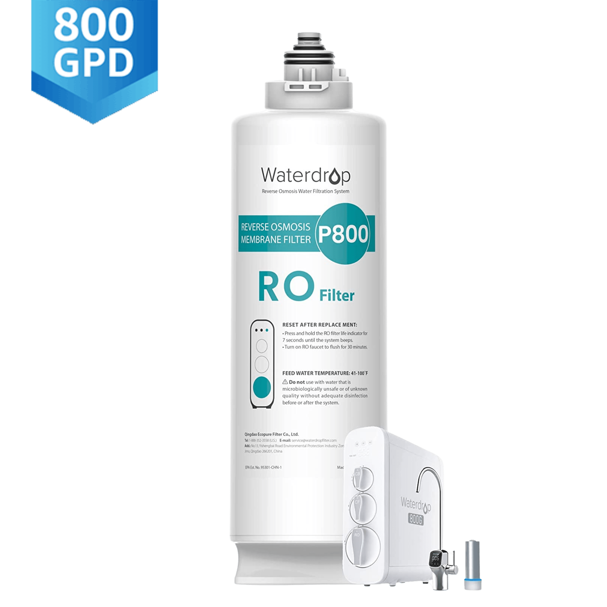 Waterdrop Replacement Water Filter Cartridge for WD-G3P800 Reverse Osmosis  System, 2-Year Lifetime B-WD-G3P800-N2RO - The Home Depot