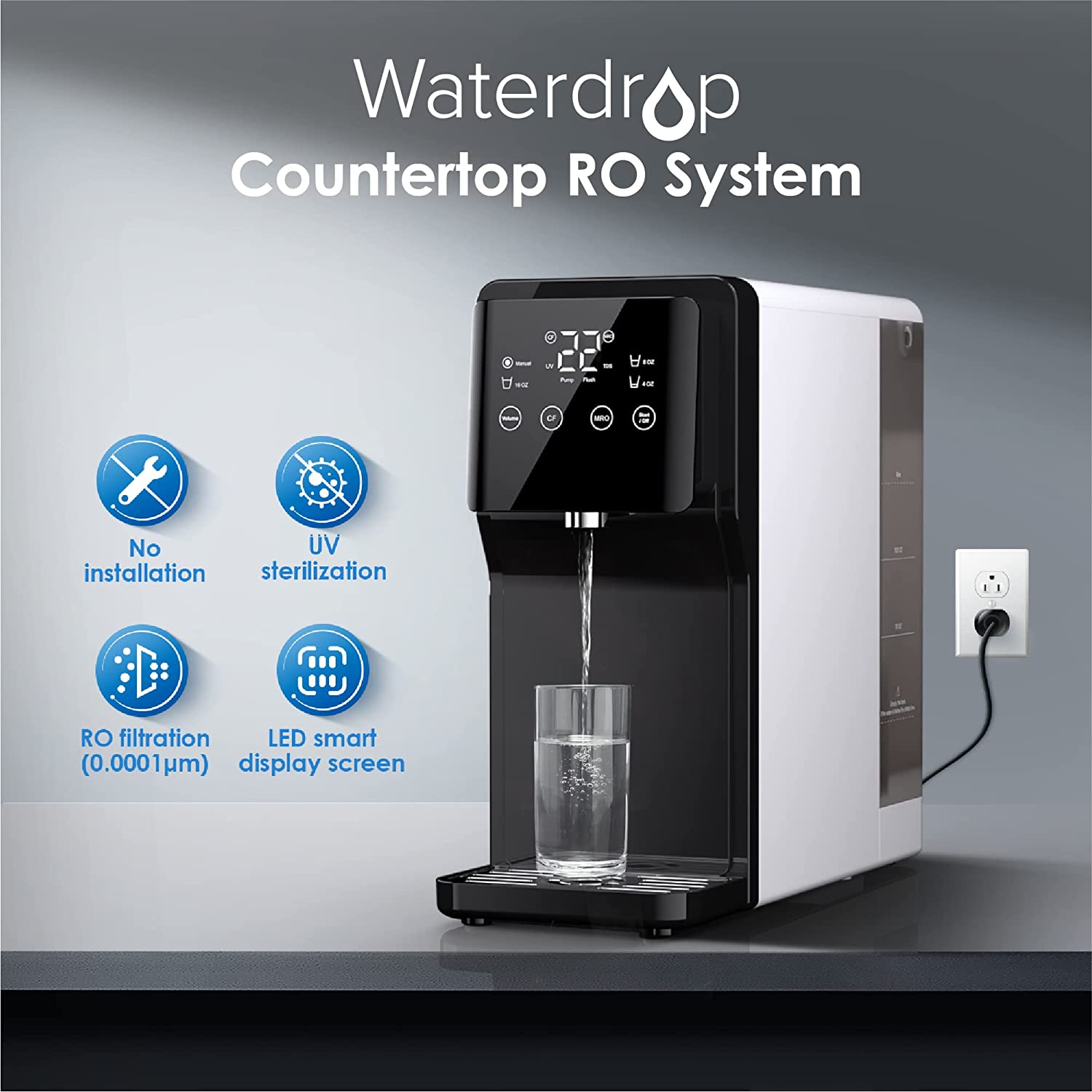 Countertop Electric Water Filter, 1s Instant Filtration